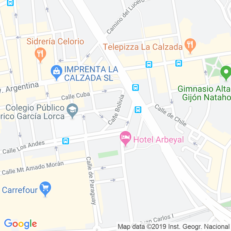 Código Postal calle Bolivia, De, travesia en Gijón