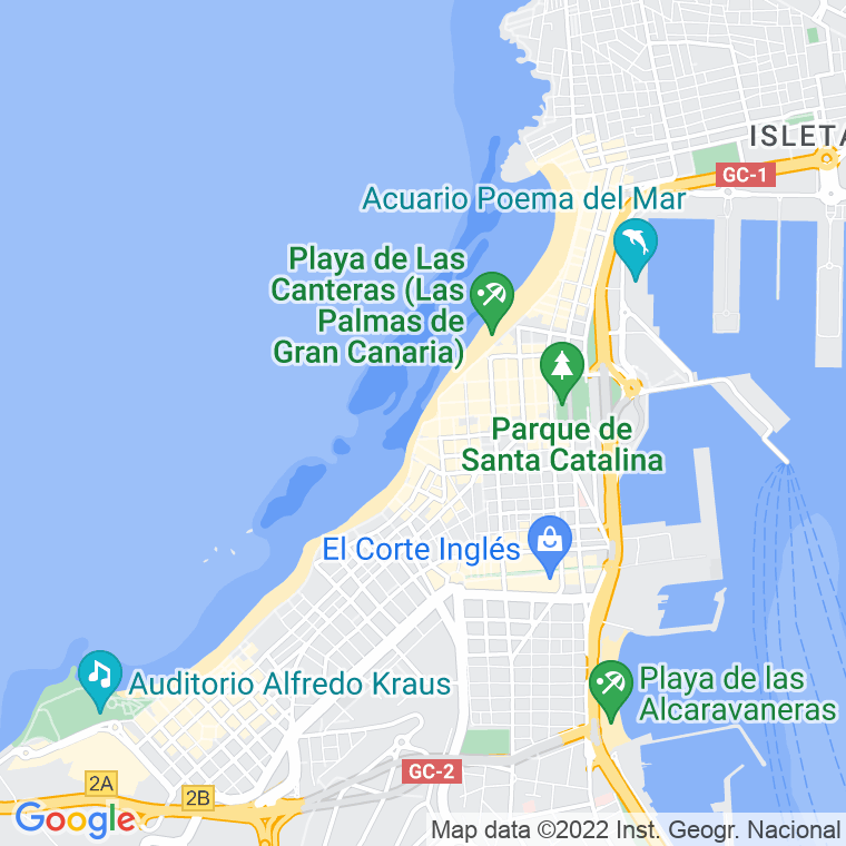 Código Postal calle Canteras, paseo (Impares Del 1 Al 23)  (Pares Del 2 Al 22) en Las Palmas de Gran Canaria