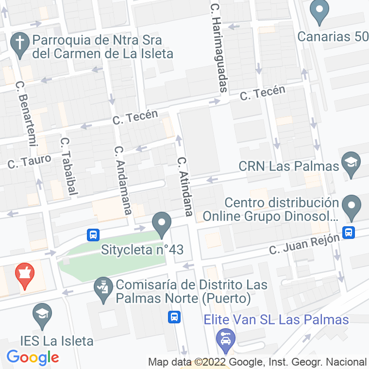 Código Postal calle Atindana   (Impares Del 1 Al Final)  (Pares Del 4 Al Final) en Las Palmas de Gran Canaria