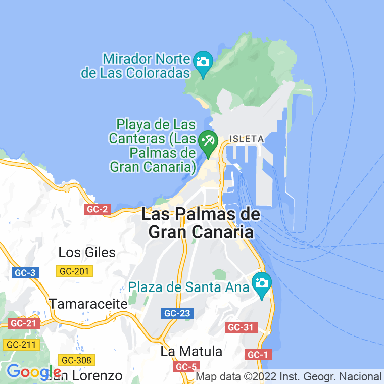 Código Postal calle Canteras, paseo (Impares Del 47 Al Final)  (Pares Del 46 Al Final) en Las Palmas de Gran Canaria