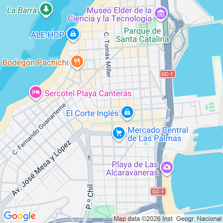 Código postal de Juan Manuel Duran Gonzalez   (impares del 47 al Final)  (pares del 38 al Final) en Las Palmas de Gran Canaria