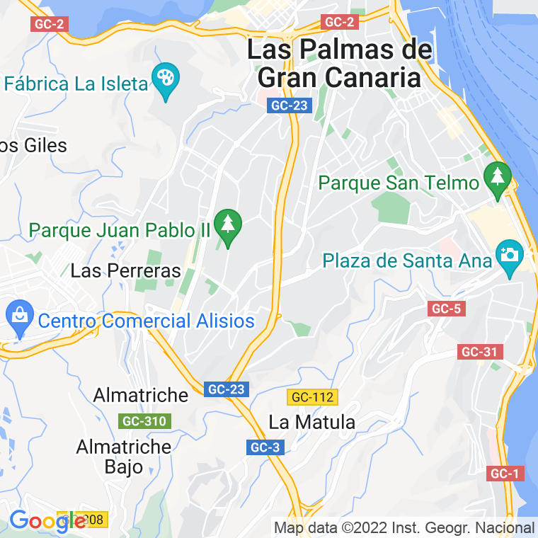 Código Postal calle Cinco Continentes, urbanizacion en Las Palmas de Gran Canaria