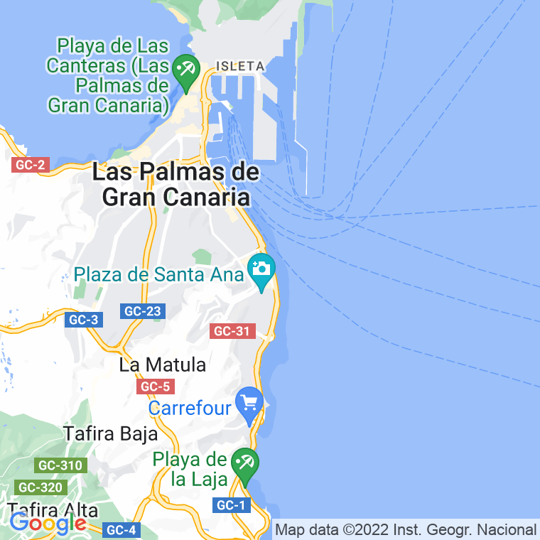 Código Postal calle Canarias, avenida (Pares Del 24 Al Final) en Las Palmas de Gran Canaria