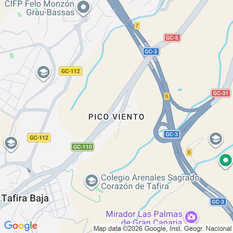 Código postal de Pico Viento, Viejo a (pico Viento), Camino en Las Palmas de Gran Canaria