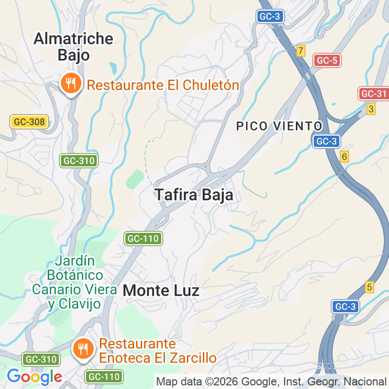 Código postal de Tafira Alta (tafira Alta), Carretera en Las Palmas de Gran Canaria