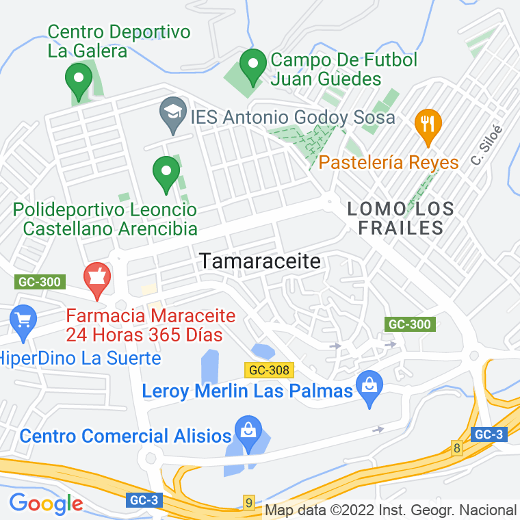 Código Postal calle Barranco De Tamaraceite (Tamaraceite) en Las Palmas de Gran Canaria