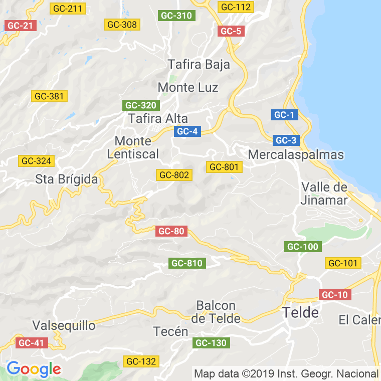 Código Postal de Tres Cruces (Monte Lentiscal) en Las Palmas