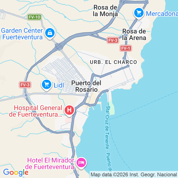 Código postal de Puerto del Rosario (capital Municipal) en Las Palmas