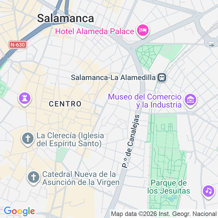 Código postal de Canalejas, Paseo (impares del 1 al 139)  (pares del 2 al 172) en Salamanca