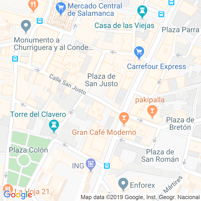 Código Postal calle San Justo en Salamanca