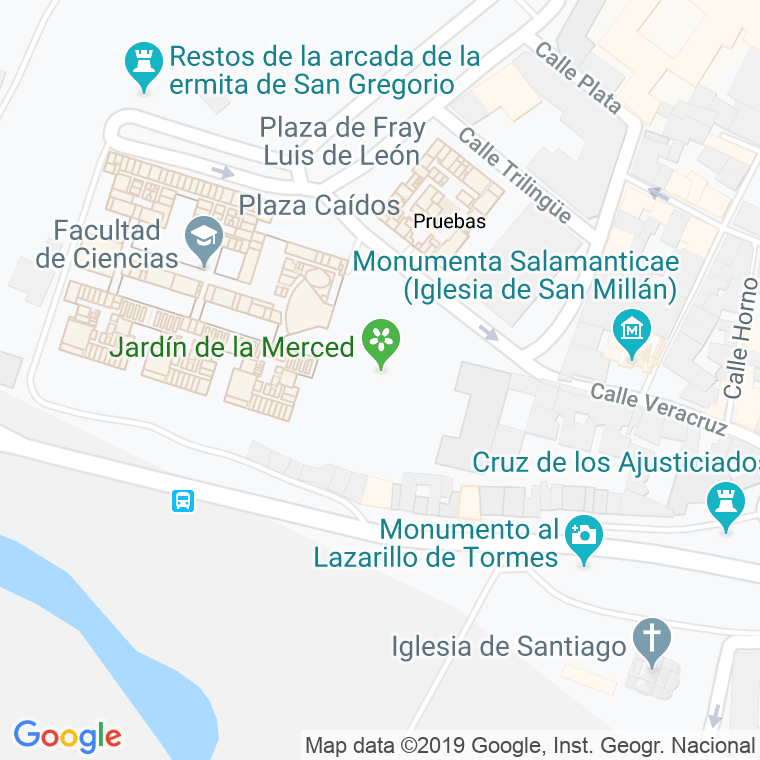 Código Postal calle Jardin De La Merced en Salamanca