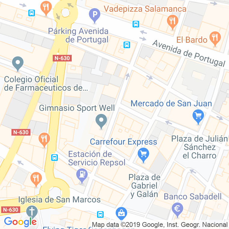 Código Postal calle Rodriguez Fabres en Salamanca