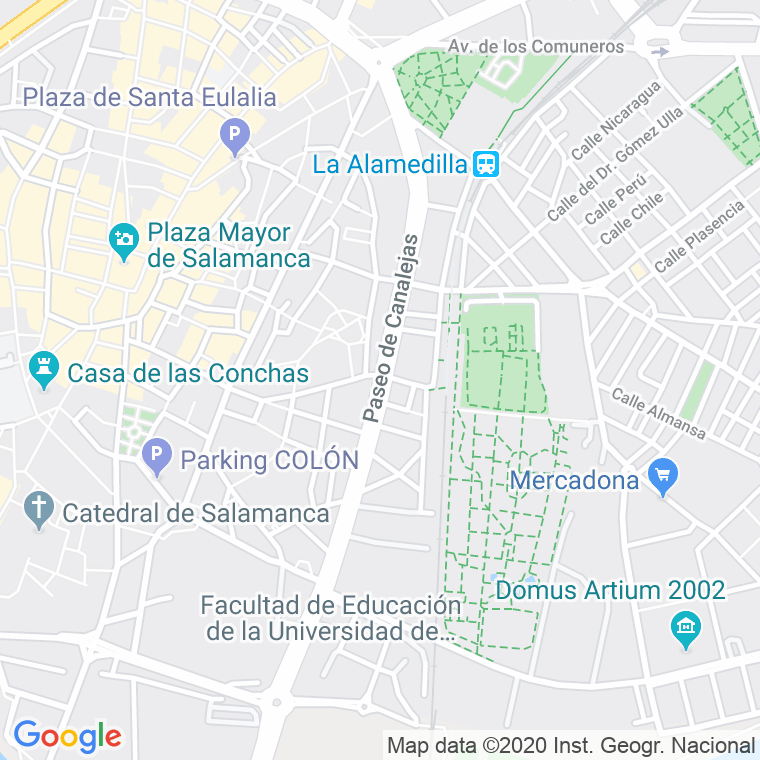 Código Postal calle Canalejas, paseo (Impares Del 141 Al Final)  (Pares Del 174 Al Final) en Salamanca