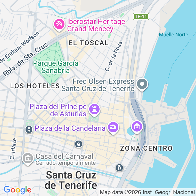 Código postal de Castillo   (impares del 1 al 29)  (pares del 2 al 32) en Santa Cruz de Tenerife