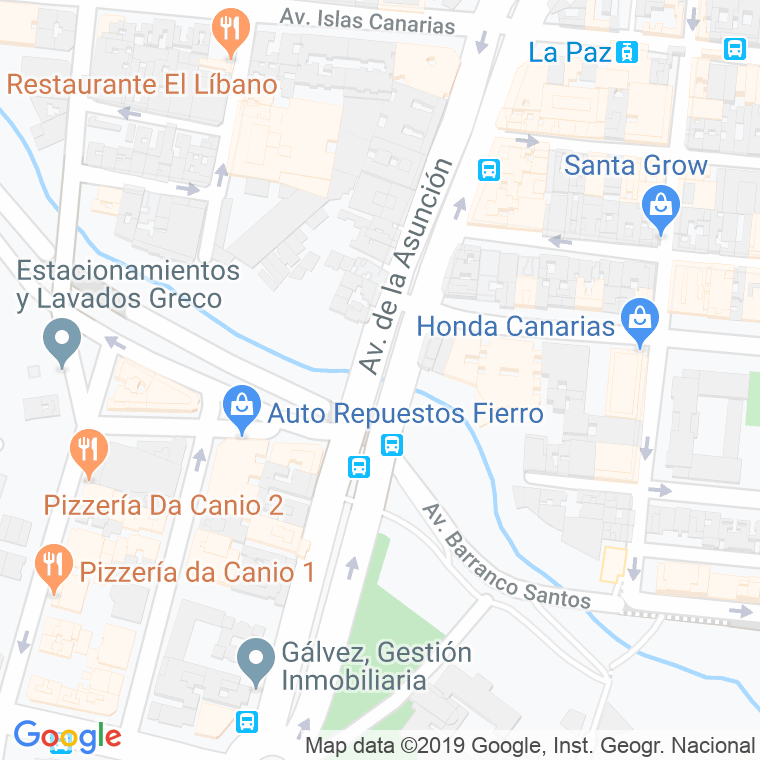 Código Postal calle Barranco Asuncionistas, avenida en Santa Cruz de Tenerife