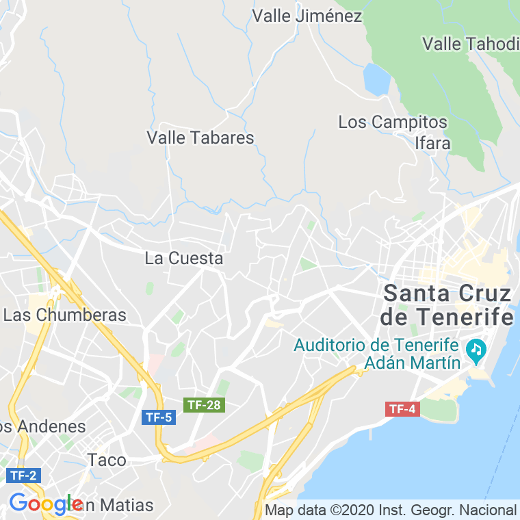Código Postal calle Barriada Cuesta De Piedra en Santa Cruz de Tenerife