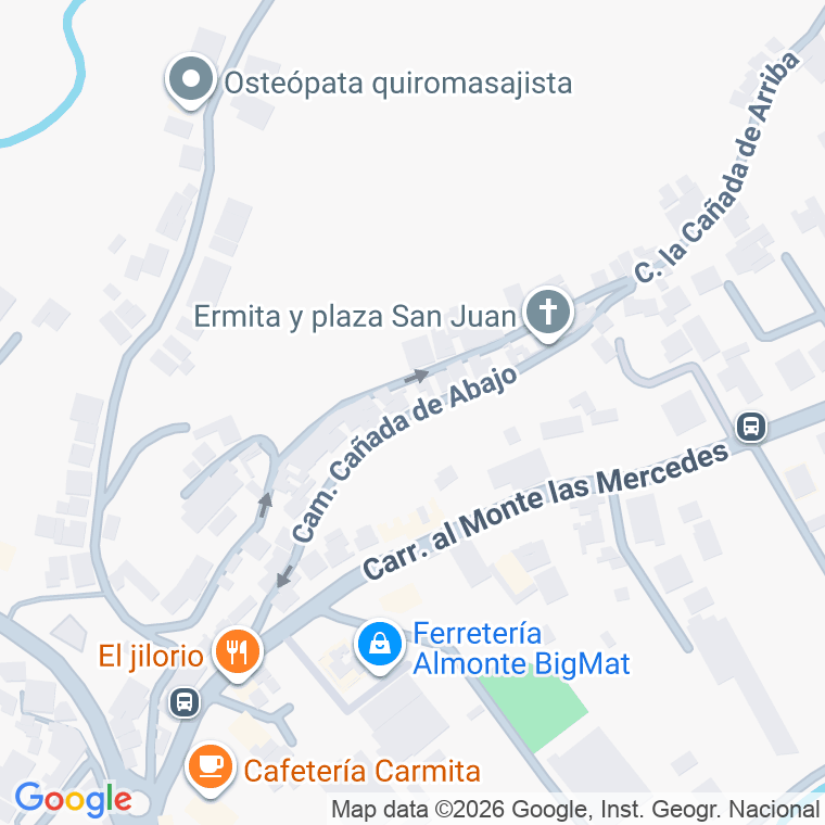Código postal de Cmno Cañada de Abajo en Vega de las Mercedes