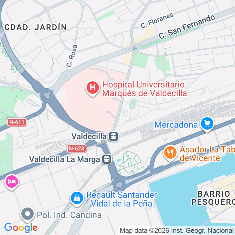 Código postal de Jeronimo Sainz de la Maza   (impares del 1 al 21)  (pares del 2 al 18) en Santander