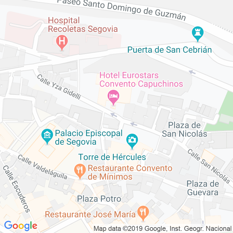 Código Postal calle Capuchinos, plaza en Segovia