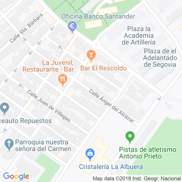 Código Postal calle Angel Del Alcazar en Segovia