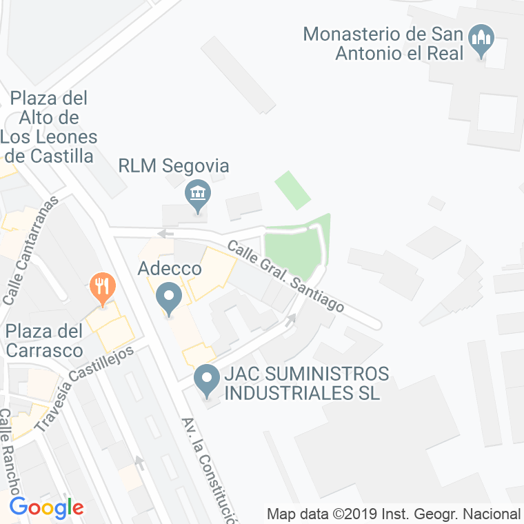 Código Postal calle General Santiago en Segovia