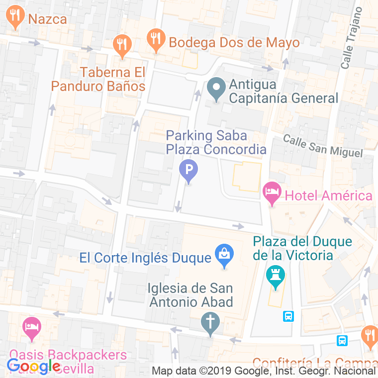 Código Postal calle Concordia, plaza en Sevilla