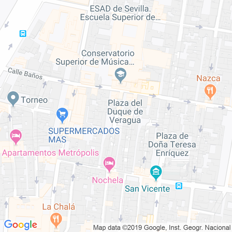 Código Postal calle Duque De Veragua, plaza en Sevilla