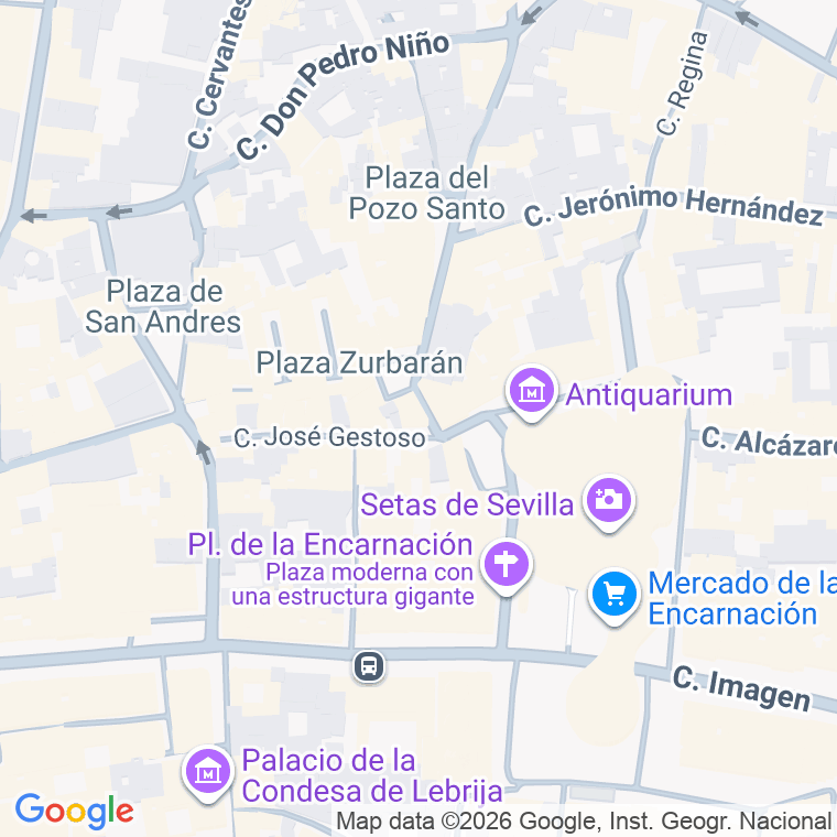 Código postal de Zurbaran, Plaza en Sevilla