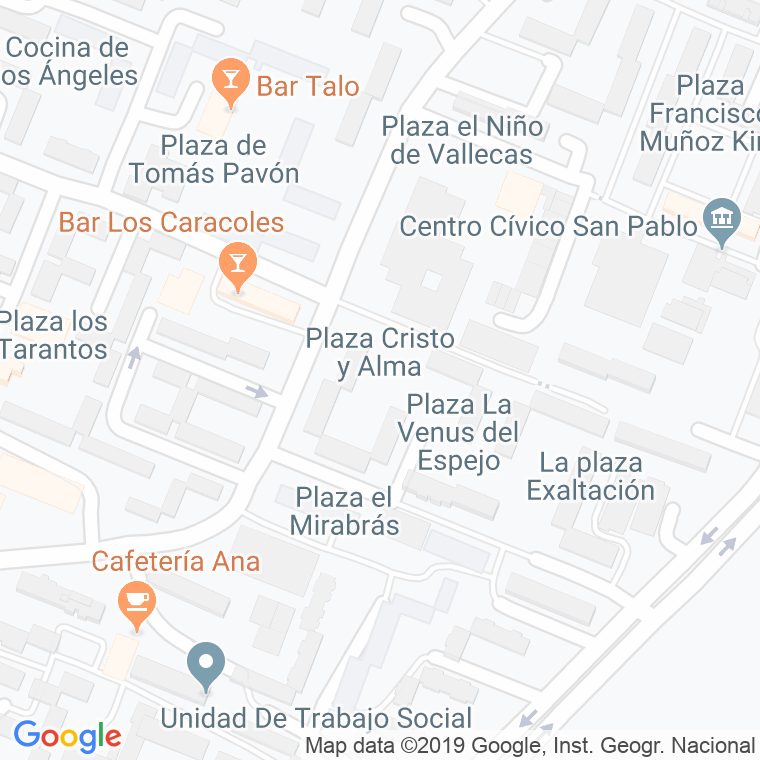 Código Postal calle Cristo Y Alma, plaza en Sevilla