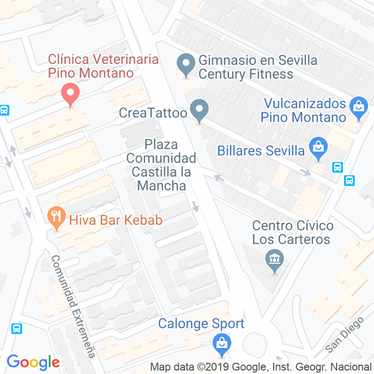 Código Postal calle Comunidad Castilla-la Mancha, plaza en Sevilla