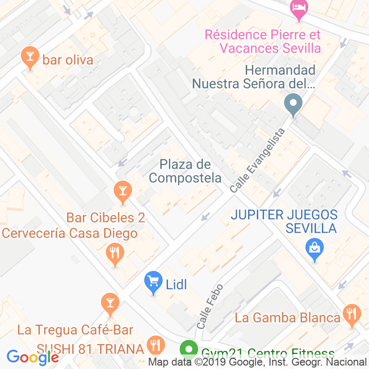Código Postal calle Compostela, plaza en Sevilla
