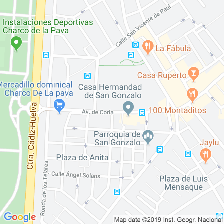 Código Postal calle Coria, avenida en Sevilla
