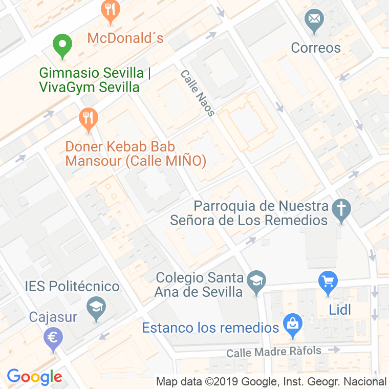 Código Postal calle Bejar en Sevilla