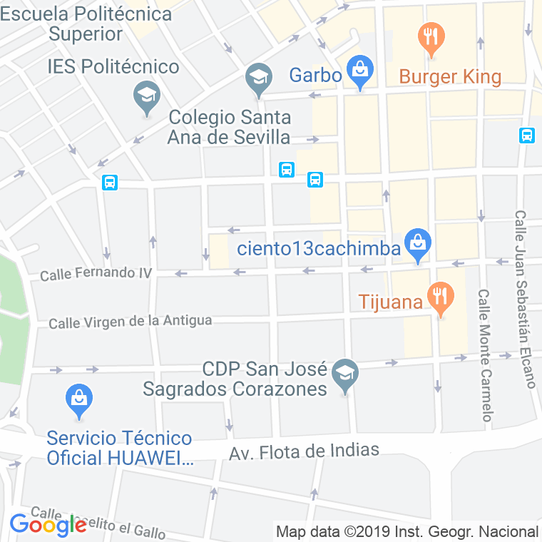 Código Postal calle Padre Damian, plaza en Sevilla