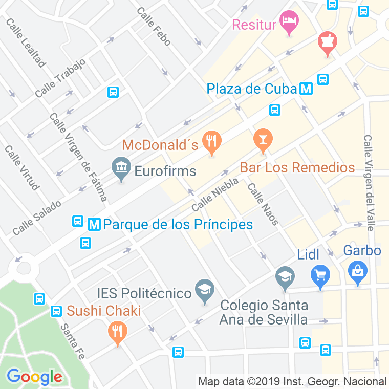 Código Postal calle Virgen Del Monte en Sevilla