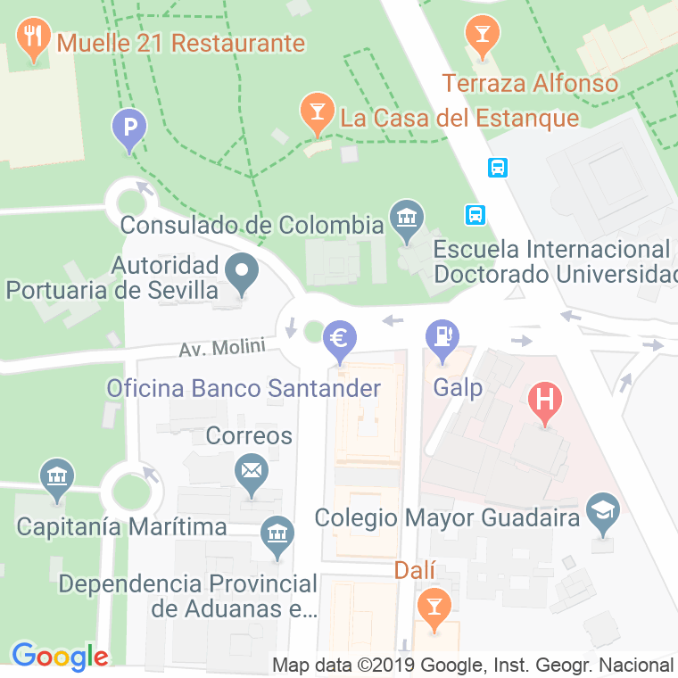Código Postal calle Molini, avenida en Sevilla