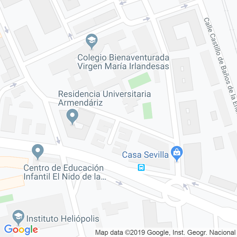 Código Postal calle Castillo De Cumbres Mayores en Sevilla