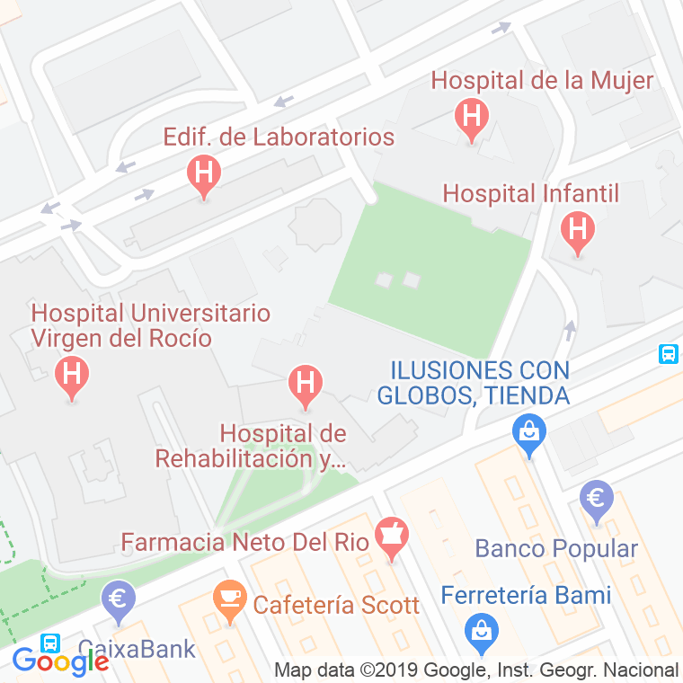 Código Postal calle Ciudad Sanitaria Virgen Del Rocio en Sevilla