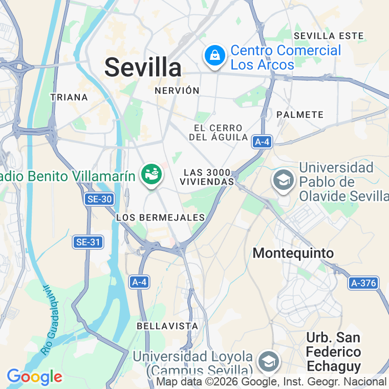 Código postal de Hernan Cortes, Avenida (impares del 1 al Final)  (pares del 2 al Final) en Sevilla