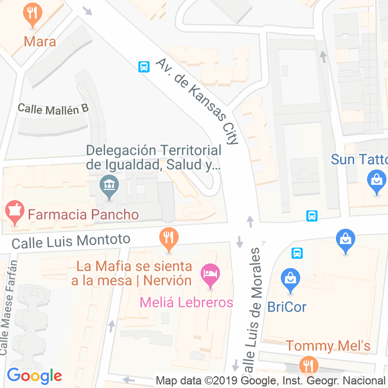 Código Postal calle Kansas City, avenida (Impares Del 1 Al 3) en Sevilla