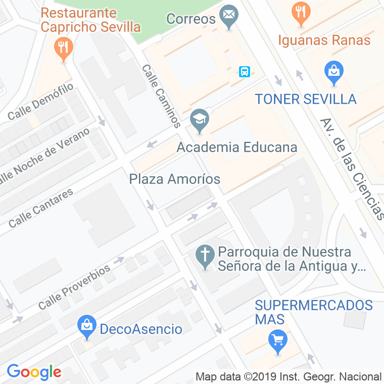 Código Postal calle Amorios, plaza en Sevilla