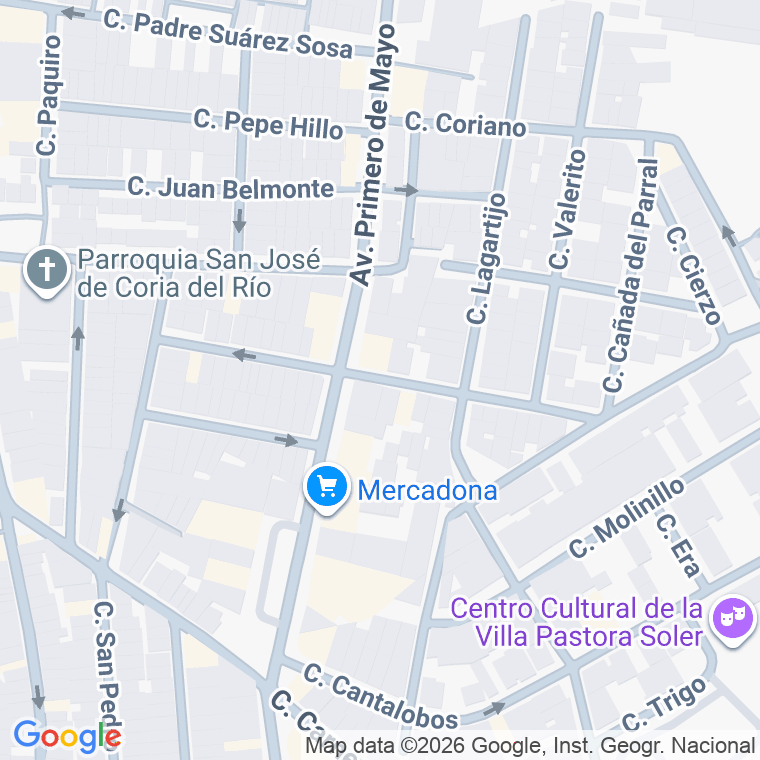 Código postal de Calle Ntra Sra de los Dolores en Coria del Rio