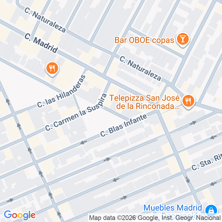 Código postal de Plaza Blas Infante en San Jose de la Rinconada