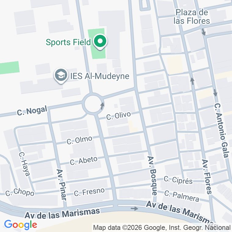Código postal de Calle Olivo en Palacios y Villafranca