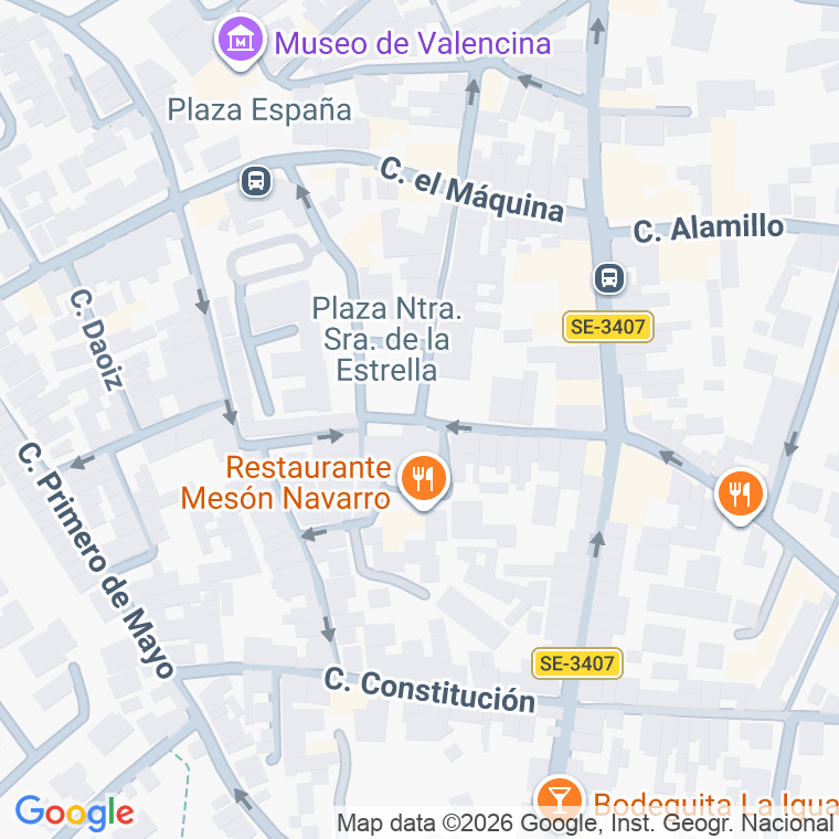 Código postal de Plaza Ntra Sra de la Estrella en Valencina Concepcion