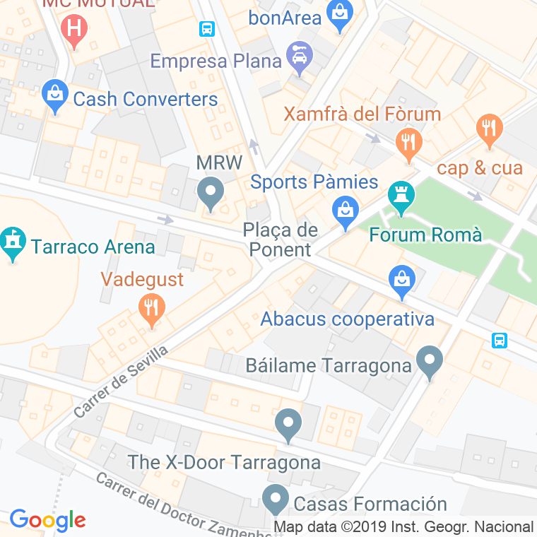 Código Postal calle Ponent, plaça en Tarragona