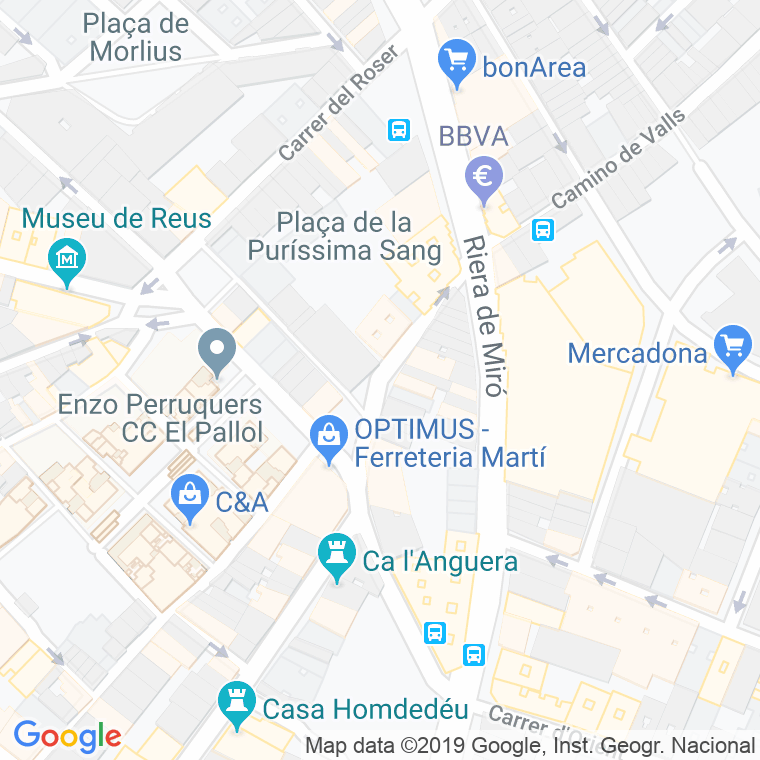 Código Postal calle Purissima Sang, plaça en Reus