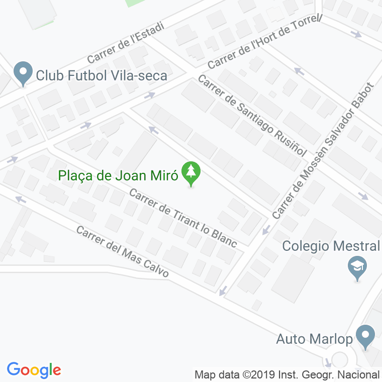 Código Postal calle Joan Miro en Reus