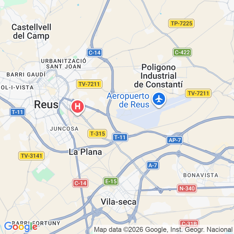 Código postal de Pere el Ceremonios, Avinguda (impares del 1 al 23)  (pares del 2 al 22) en Reus