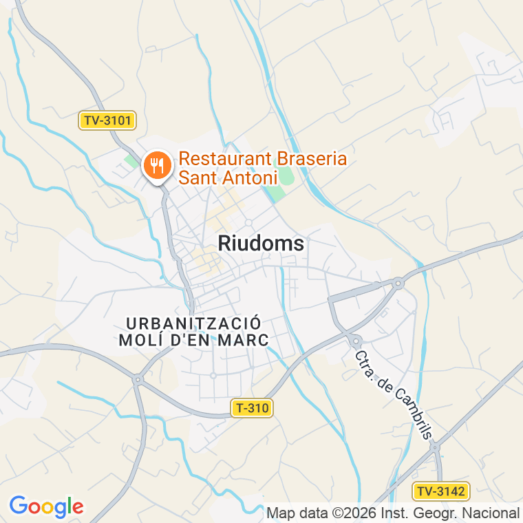 Código postal de Riudoms, Carretera (impares del 1 al 161)  (pares del 2 al 84) en Reus